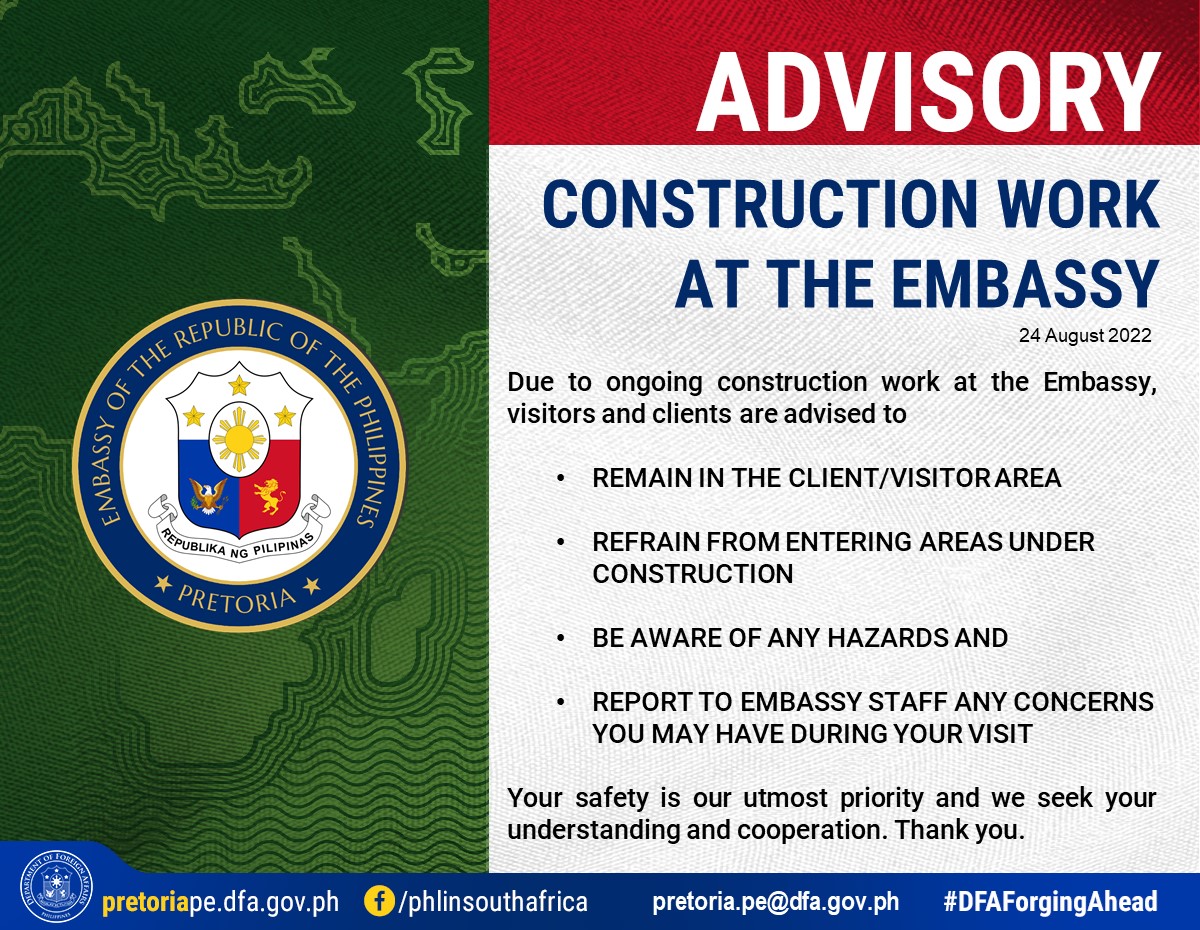 Consular Advisory ongoing construction.2022.08.24