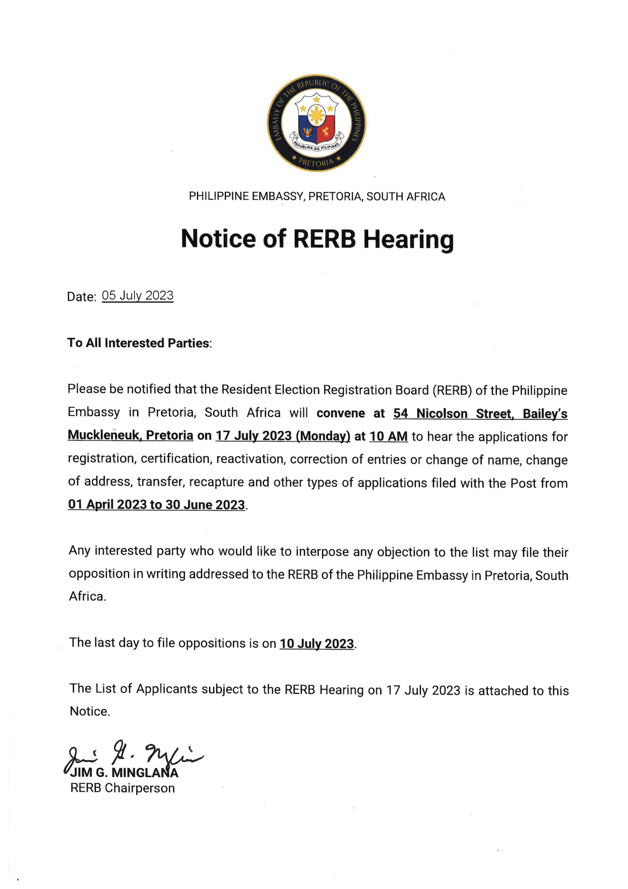 RERB Hearing 05 July 2023