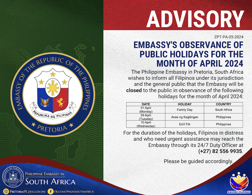 ZPT PA 05 2024 Observance of Public Holidays for April 2024