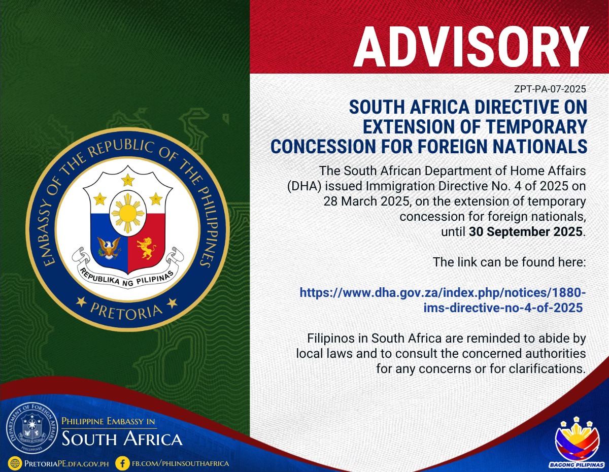 ZPT PA 07 2025 South Africa Directive on Extension of Temporary Concession for Foreign Nationals