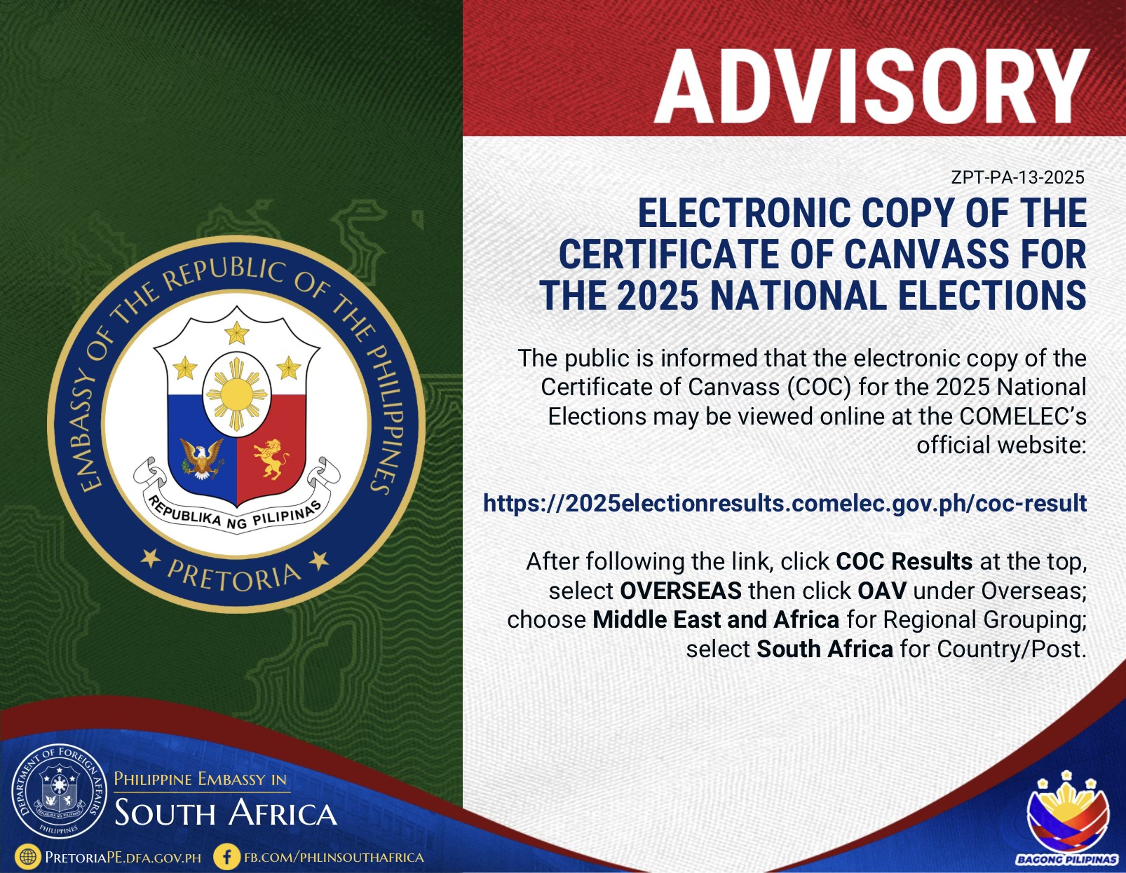 ZPT PA 13 2025 Electronic Copy of the Certificate of Canvass for the 2025 National Elections